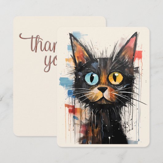 Scruffy Schattige Cat Dank je Kaart (Voorkant / Achterkant)