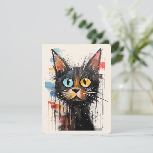 Scruffy Schattige Cat Dank je Kaart (Staand voorkant)