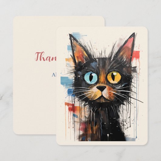 Scruffy Schattige Cat Dank je Kaart (Voorkant / Achterkant)