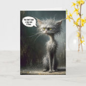 Scruffy Street Cat voor Verjaardag Humor Kaart (Gele Bloem)