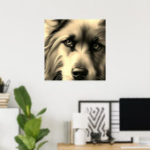SCRUFFY TERRIER DOG SEPIA POSTER (Thuiskantoor)
