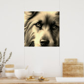 SCRUFFY TERRIER DOG SEPIA POSTER (Keuken)