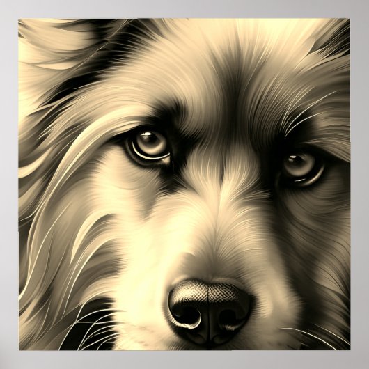 SCRUFFY TERRIER DOG SEPIA POSTER (Voorkant)