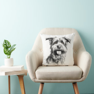 Scruffy Terrier Portret Schets Kussen