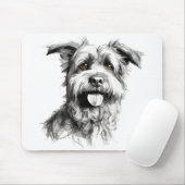 Scruffy Terrier Portret Schets Muismat (Met muis)