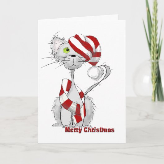 Scruffy the Cat Christmas card Feestdagen Kaart (Voorkant)