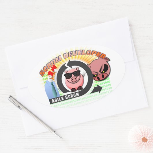 Scrum Developer - Agile softwareontwikkeling Ovale Sticker (Envelop)