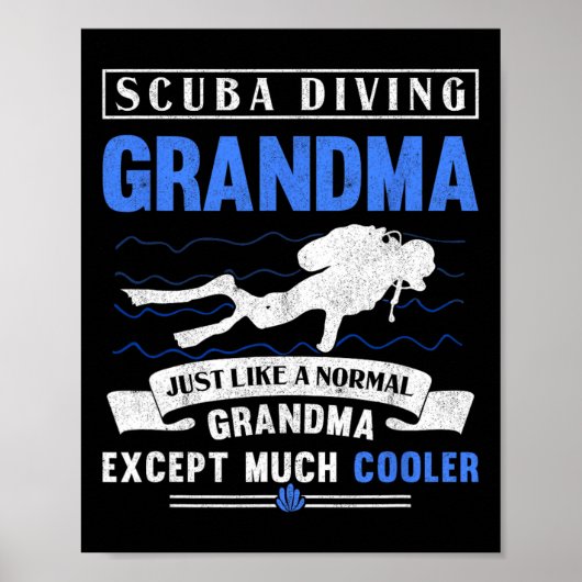 Scu Duiken Oma Duik Grootmoeder Onderwater Scu Poster (Voorkant)