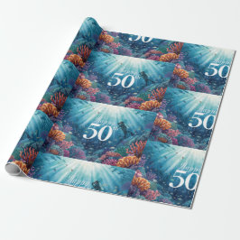 Scuba 50e verjaardag onderwater verjaardagskaart cadeaupapier
