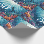 Scuba 50e verjaardag onderwater verjaardagskaart  cadeaupapier (Hoek)