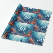 Scuba 50th birthday underwater birthday card  cadeaupapier (Uitgerold)