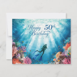 Scuba 50th birthday underwater birthday card kaart