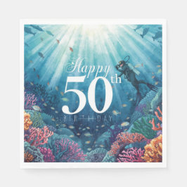 Scuba 50th birthday underwater birthday card servet