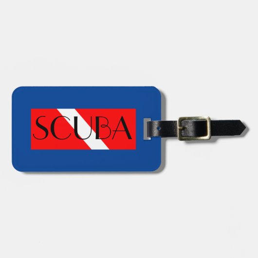 SCUBA-BAGAGELABEL RODE VLAG/NITROX blauw Bagagelabel (Voorkant horizontaal)