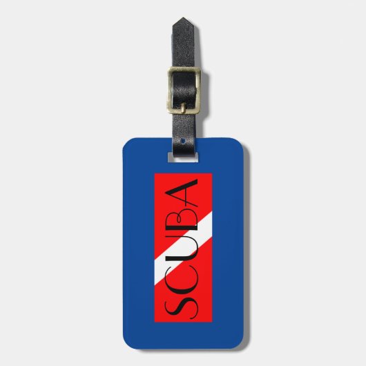 SCUBA-BAGAGELABEL RODE VLAG/NITROX blauw Bagagelabel (Voorkant verticaal)