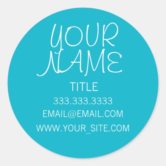 Scuba Blue FreeHand Eenvoudig Ronde Sticker (Voorkant)