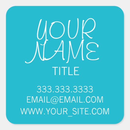 Scuba Blue FreeHand Eenvoudig Vierkante Sticker (Voorkant)