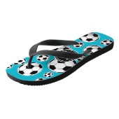 Scuba Blue Voetbal Pattern en Monogram Teenslippers (Schuin)