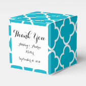 Scuba Blue White Quatrefoil Moroccan Pattern Bedankdoosjes (Voorkant Zijde)