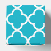 Scuba Blue White Quatrefoil Moroccan Pattern Bedankdoosjes (Bovenkant)