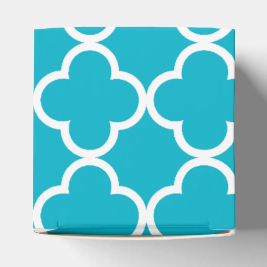Scuba Blue White Quatrefoil Moroccan Pattern Bedankdoosjes (Bovenkant)