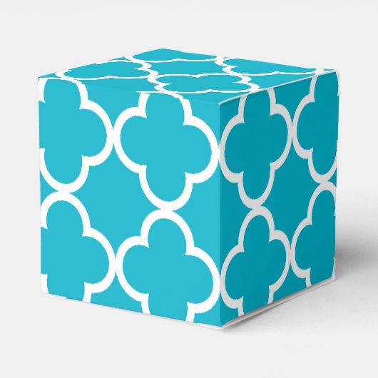 Scuba Blue White Quatrefoil Moroccan Pattern Bedankdoosjes (Achterkant)