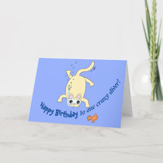 Scuba Cat Diver Birthday Kaart