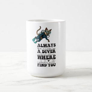 Scuba Cat Diving Blauwe Natte Pak grapjurk Koffiemok