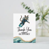 Scuba Cat Diving Blue Wet Suit Briefkaart (Staand voorkant)