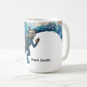 Scuba Cat Diving Blue Wet Suit with your name Koffiemok (Voorkant rechts)