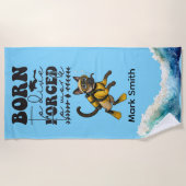 Scuba Cat Diving Blue Wet Suit with your name Strandlaken (Voorkant)