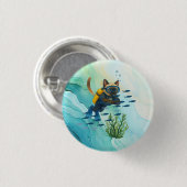Scuba Cat duikt onder water Ronde Button 3,2 Cm (Voorkant /achterkant)