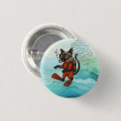 Scuba Cat duikt onder water Ronde Button 3,2 Cm (Voorkant /achterkant)