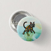 Scuba Cat duikt onder water Ronde Button 3,2 Cm (Voorkant /achterkant)