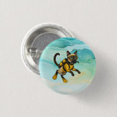 Scuba Cat duikt onder water Ronde Button 3,2 Cm (Voorkant /achterkant)