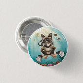 Scuba Cat duikt onder water Ronde Button 3,2 Cm (Voorkant /achterkant)