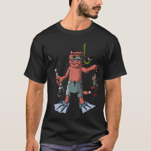 Scuba Cat Fisher â€“ Grappige Onderwater Cartoon K T-shirt