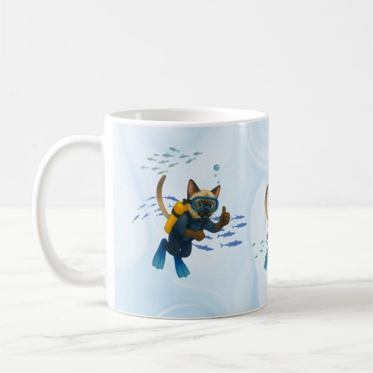 Scuba Cat is diving Underwater Koffiemok (Links)