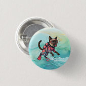Scuba Cat is diving  Underwater  Ronde Button 3,2 Cm (Voorkant /achterkant)