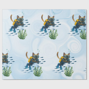Scuba Cat Onderwater Cadeaupapier