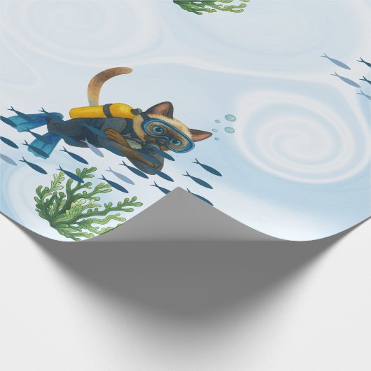 Scuba Cat Underwater  Cadeaupapier (Hoek)