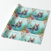 Scuba Cat Underwater Holiday  Merry Christmas  Cadeaupapier (Uitgerold)