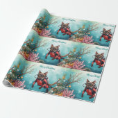 Scuba Cat Underwater Holiday  Merry Christmas  Cadeaupapier (Uitgerold)