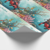 Scuba Cat Underwater Holiday  Merry Christmas  Cadeaupapier (Hoek)