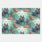 Scuba Cat Underwater Holiday  Merry Christmas  Inpakpapier Vel (Voorkant)