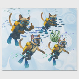 Scuba Cats duiken onder water Cadeaupapier
