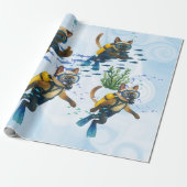 Scuba Cats duiken onder water Cadeaupapier (Uitgerold)