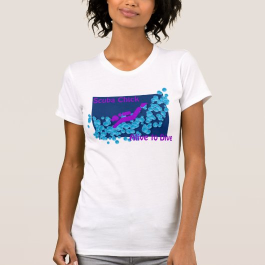 Scuba Chick - Leef om te duiken T-shirt (Voorkant)