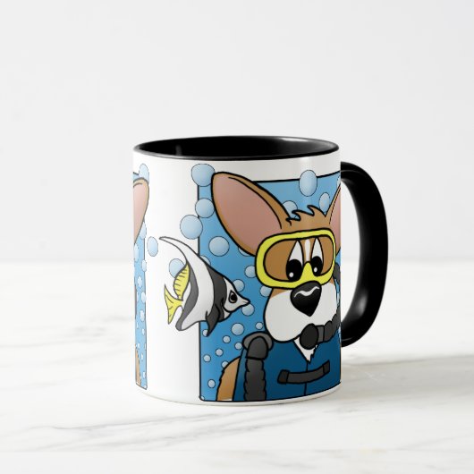 Scuba Corgi Mok (Voorkant rechts)