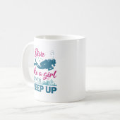 Scuba die ik duik als een meisje, probeer op te ho koffiemok (Voorkant links)